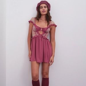 For Love & Lemons Camila Sleeved Slip Dress